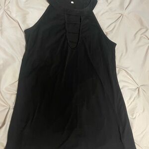 Black Cut Out Sleeveless Tank Top